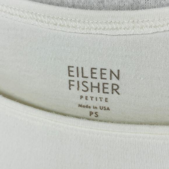 EILEEN FISHER Tank Top PS Petite Stretch Organic Cotton Scoop Neck Off White USA - Picture 5 of 12